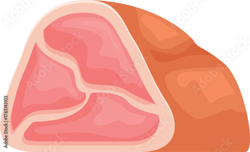 Cartoon illustration of a piece of gammon, showcasing the meat's texture and fat content, symbolizing a protein rich food choice