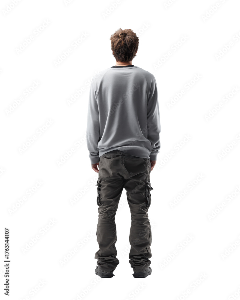 Fototapeta premium Casual man with gray sweater and cargo pants isolated