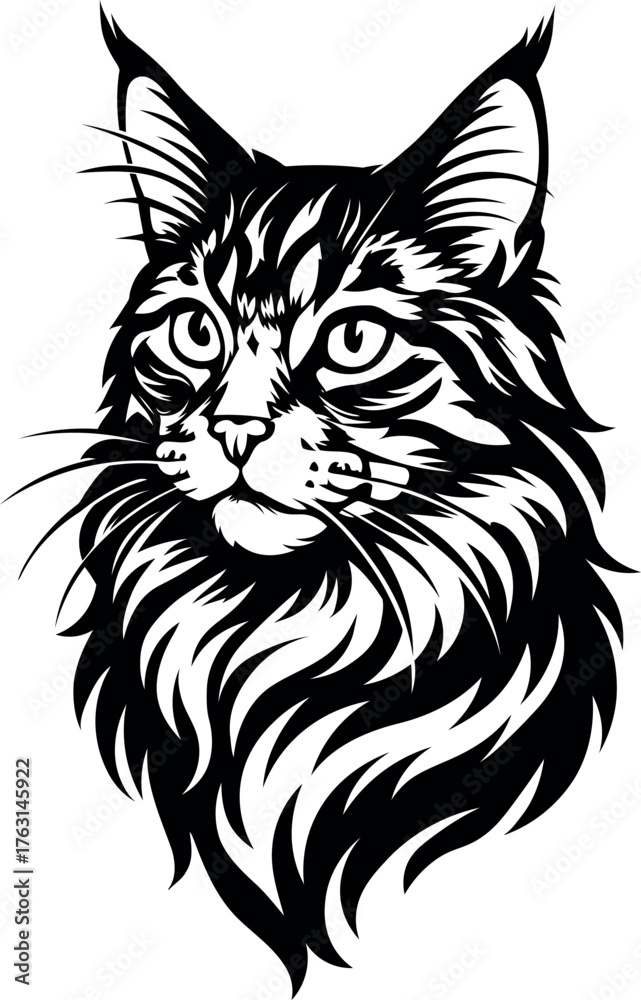 Obraz premium Majestic Maine Coon Cat Head Portrait