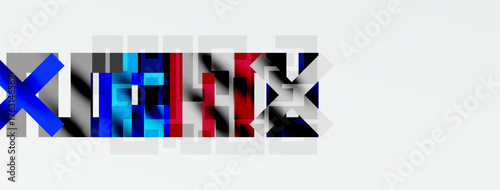 Pixelated text spells XENON. Colors include blue, red, black, gray. Background is white with black borders. Simple design.