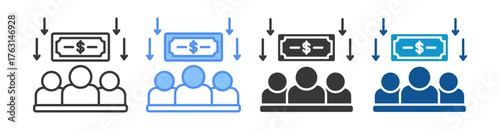 Annual Bonus Icon Set Multiple Style Collection