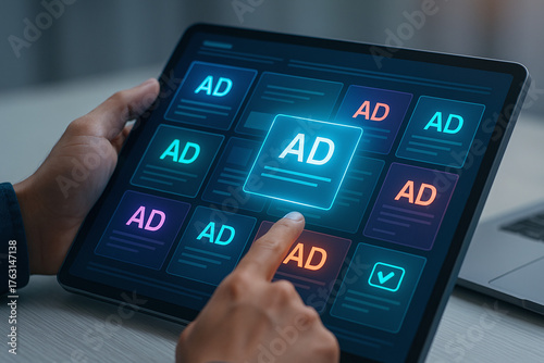 Digital Advertising And Marketing Campaign On A Tablet Screen