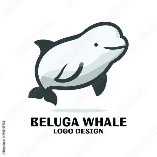 Beluga Whale Vector Logo Design