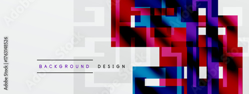 Abstract geometric pattern. Vibrant colors blend with gray layers. Modern design suitable for backgrounds, banners, presentations.