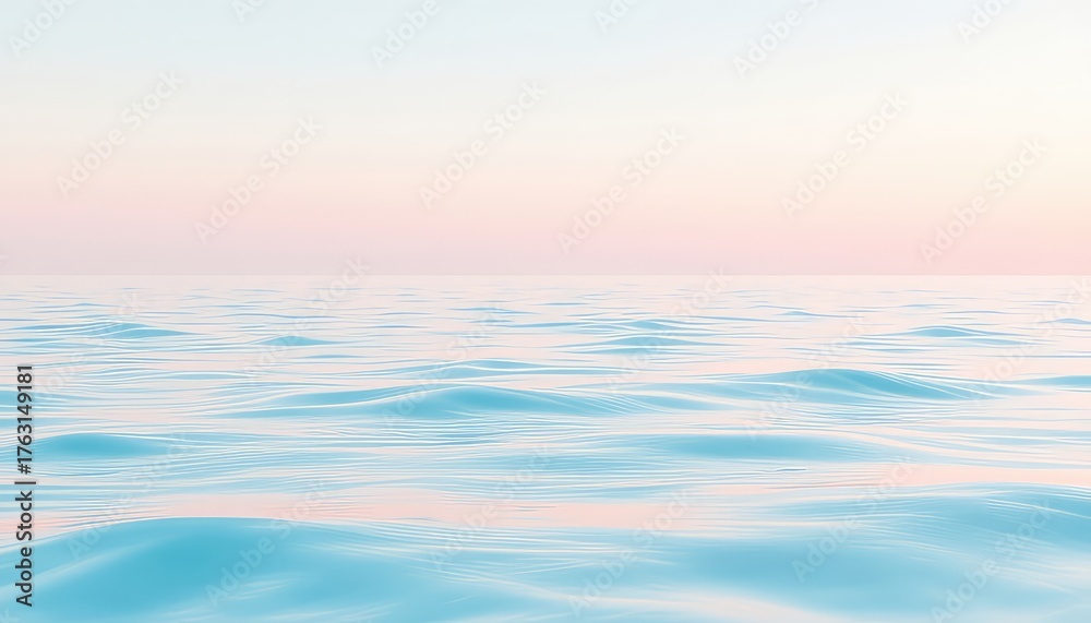 Obraz premium Gentle waves create a mesmerizing seascape under a soft pastel colored sky, evoking feelings of serenity and peaceful reflection