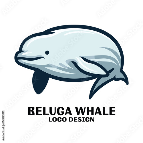 Beluga Whale Vector Logo Design