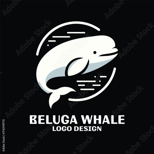 Beluga Whale Vector Logo Design