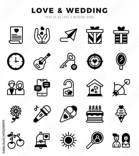 icons set. Love & Wedding for web. app. vector illustration.