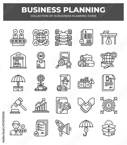Business Planning Icons: A Collection of 25 Essential Strategy Icons