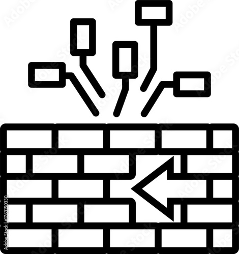 Firewall and Security Breach Line Icon
