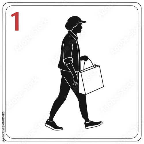 Delivery man carrying shopping bag vector illustration