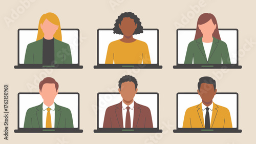 Diverse professionals connect via video conference calls