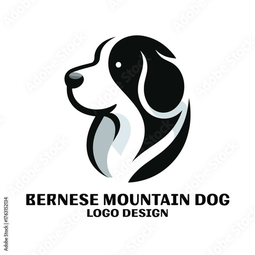 Bernese Mountain Dog Vector Logo Design