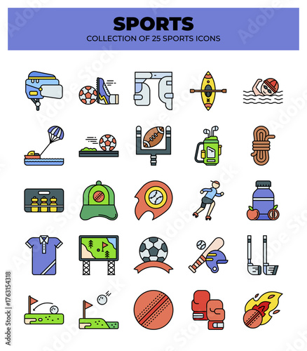 Collection of 25 Sports Icons. A Vibrant Guide to Summer and Winter Games