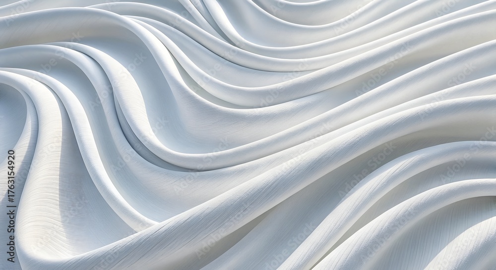 Fototapeta premium Abstract White Flowing Waves Background Texture