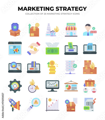 Collection of 25 Marketing Strategy Icons. A Visual Guide to Business Growth