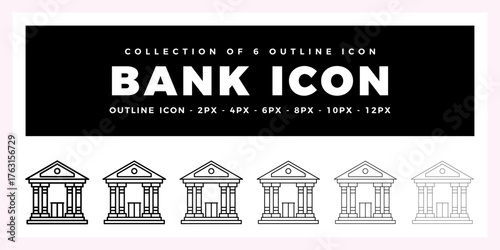Pack of 6 Outline Vector bank icon