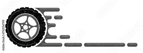 The symbol of a stylized car wheel.
