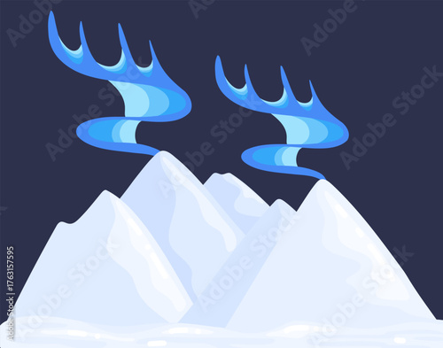 Aurora Borealis Northern Lights over Ice Mountains