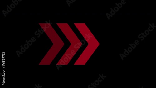 red arrow isolated on black background stop motion