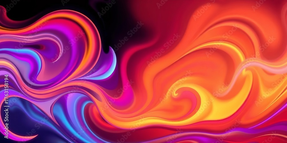 Obraz premium Abstract vibrant swirling shapes, gradients, dynamic energy, dynamic background, motion