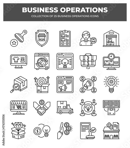 Collection of 25 Business Operations Icons: Streamline Your Workflow