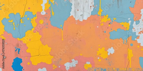 Abstract texture of painted concrete wall, distressed surface with color variations, urban, wall