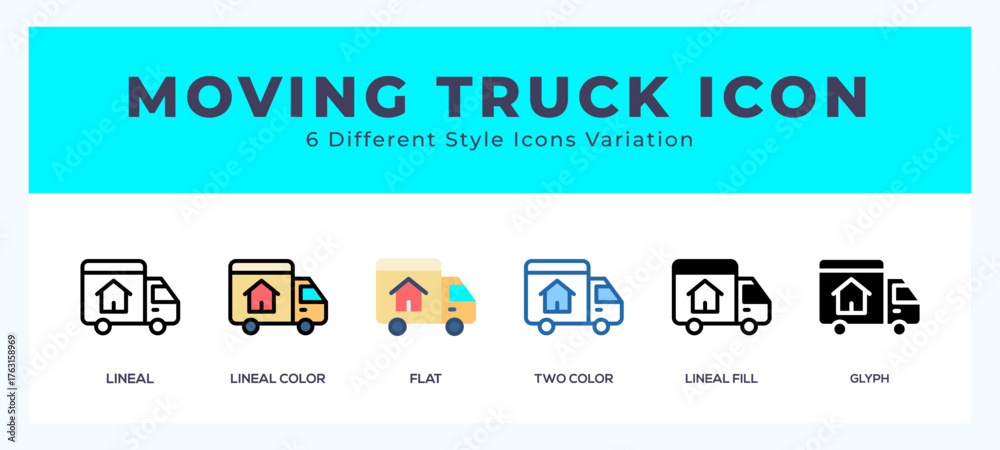 Moving truck icon set. Design elements for logo Moving truck icon set. Design elements for logo