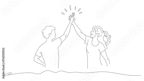Two people celebrate with a high five