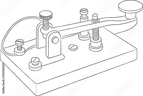 Morse telegraph key on base plate