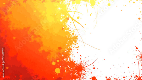 Vibrant Abstract Watercolor Ink Wash Background with Red, Orange, and Yellow Hues with Grungy Splatters. Dynamic, Warm-Toned Digital Art Wallpaper or Texture 