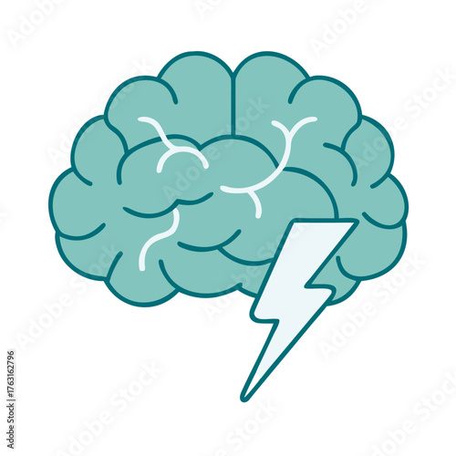 Brain With Lightning Inside Icon for Web and Graphic Design