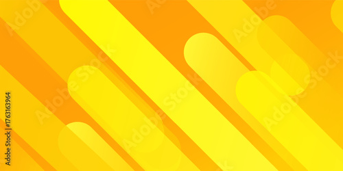 Abstract yellow background with smooth gradient waves and geometric shapes. Modern trendy vector design for banner, poster, website, presentation, brochure, digital template. Bright stylish backdrop.