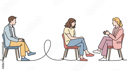 Therapy session with two people and a therapist