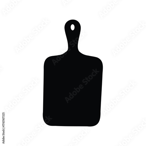 Simple stylized black silhouette of a wooden cutting board on a white background