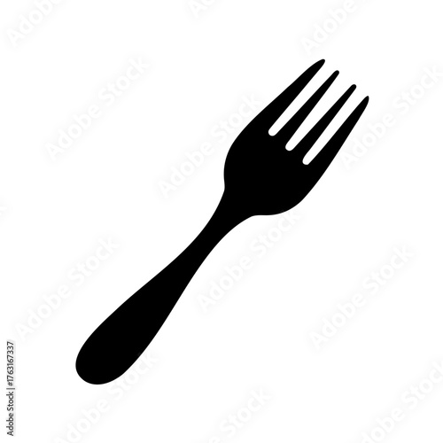Black silhouette image of a metal fork used for eating food