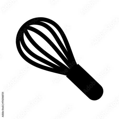 Black silhouette of a wire whisk on a white background illustration