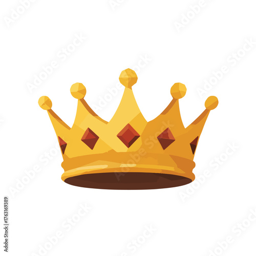 Royal king crown emblem with jewels isolated on white background