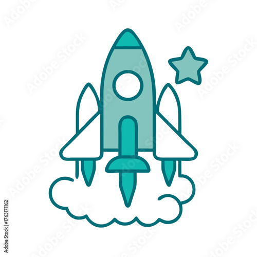 Space Launch Icon for Web and Graphic Design