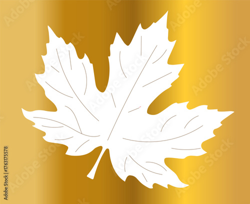 a white maple leaf on a golden background,
