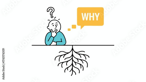 Person questioning the roots of a problem