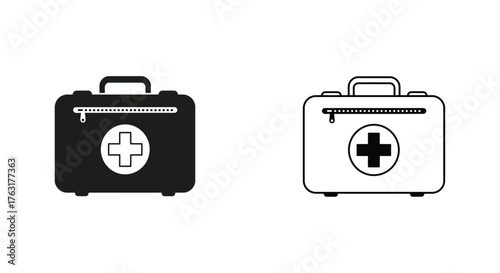 Two medical kits in contrasting colors a black and a white version
