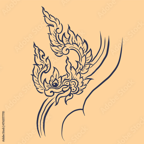 Asian dragon tattoo design vector for card illustration card decoration 