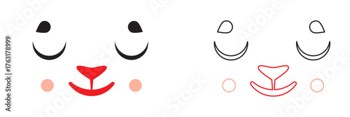 Smiling cat face with closed eyes icon. Isolated on white backgrond. Vector illustration. EPS 10