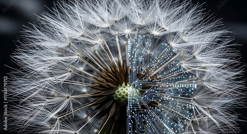 Obraz premium AI Dandelion Artificial Intelligence and Nature Concept