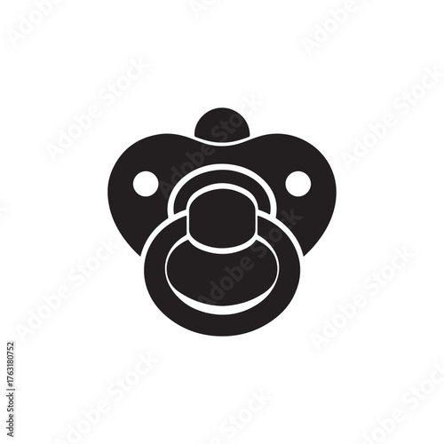 simple black silhouette vector illustration of a baby pacifier or dummy.