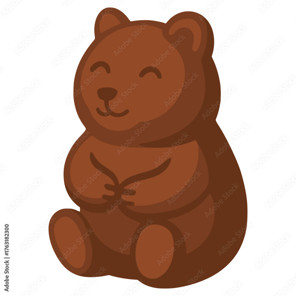 Obraz premium Bear shaped chocolate candy sweet snack dessert flat color vector illustration template design