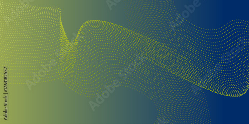 Abstract green wave blue background. Futuristic abstract background with glowing lines and high-tech vibes. Digital frequency track equalizer Stylized line art background .