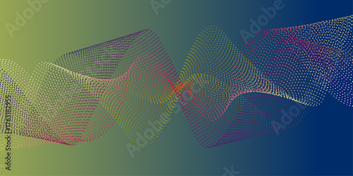 Abstract green wave blue background. Futuristic abstract background with glowing lines and high-tech vibes. Digital frequency track equalizer Stylized line art background .