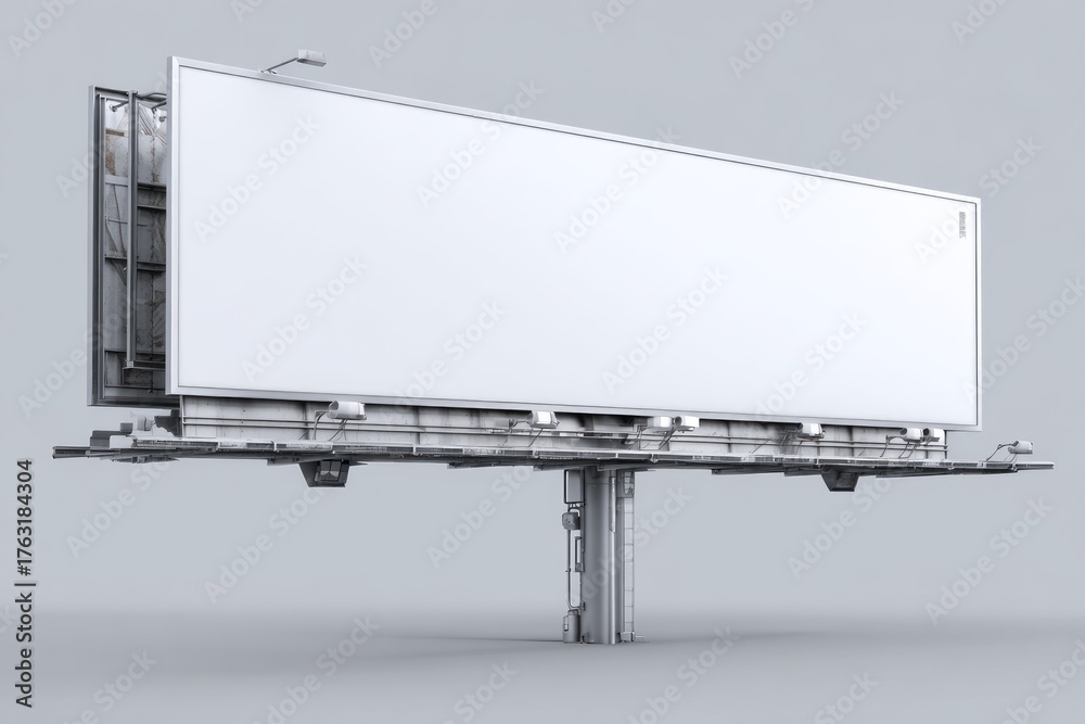 Obraz premium Large outdoor advertising billboard with a blank white panel for messaging.